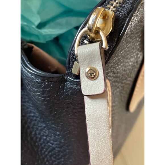 Kate Spade Black and Buttercream Pebbled Leather Bowler Handbag - Picture 12 of 12